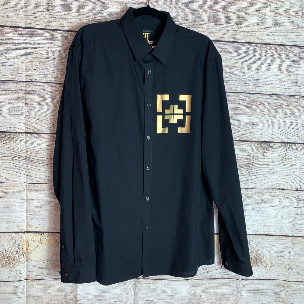 Prince Francois Black/Gold Button Down Shirt
